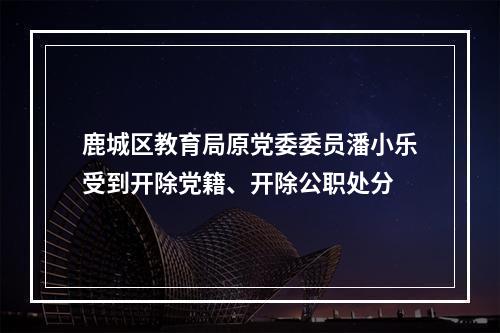 鹿城区教育局原党委委员潘小乐受到开除党籍、开除公职处分