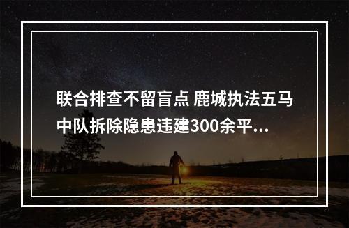 联合排查不留盲点 鹿城执法五马中队拆除隐患违建300余平方米