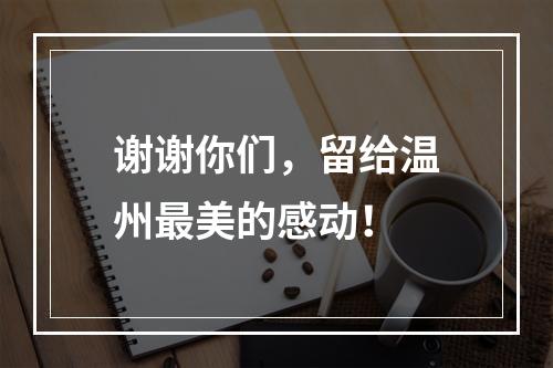 谢谢你们，留给温州最美的感动！