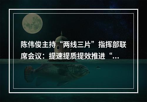 陈伟俊主持“两线三片”指挥部联席会议：提速提质提效推进“精建精美”
