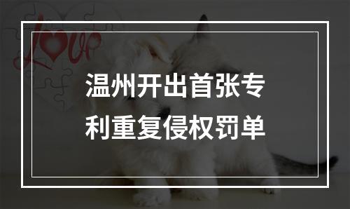 温州开出首张专利重复侵权罚单