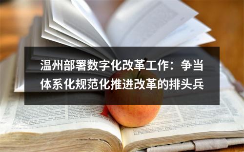 温州部署数字化改革工作：争当体系化规范化推进改革的排头兵