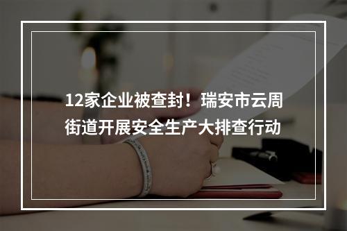 12家企业被查封！瑞安市云周街道开展安全生产大排查行动