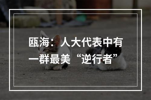 瓯海：人大代表中有一群最美“逆行者”