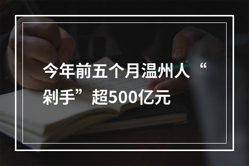 今年前五个月温州人“剁手”超500亿元
