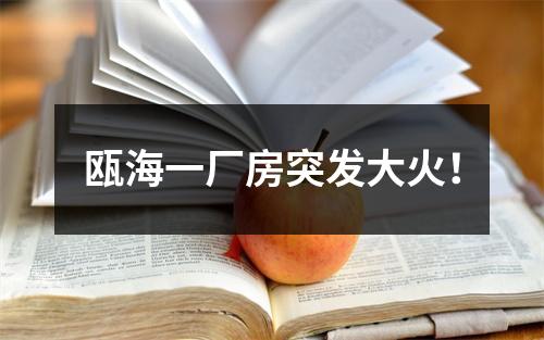 瓯海一厂房突发大火！