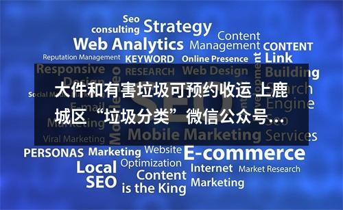 大件和有害垃圾可预约收运 上鹿城区“垃圾分类”微信公众号预约