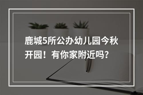 鹿城5所公办幼儿园今秋开园！有你家附近吗？