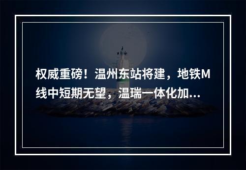 权威重磅！温州东站将建，地铁M线中短期无望，温瑞一体化加速！国家最新规 ...
