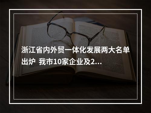 浙江省内外贸一体化发展两大名单出炉  我市10家企业及2个产业基地入选