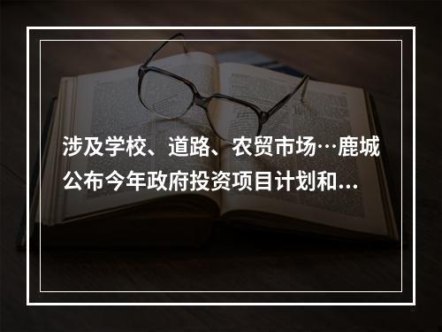 涉及学校、道路、农贸市场…鹿城公布今年政府投资项目计划和前期计划