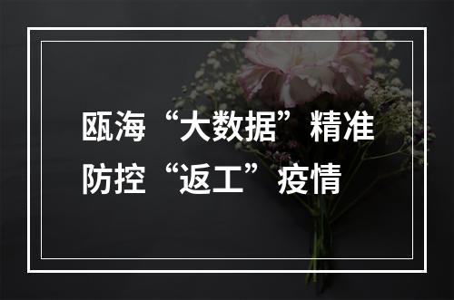 瓯海“大数据”精准防控“返工”疫情