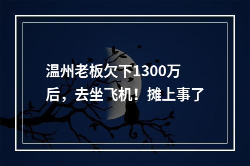 温州老板欠下1300万后，去坐飞机！摊上事了