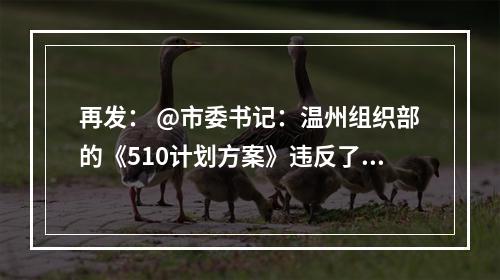 再发： @市委书记：温州组织部的《510计划方案》违反了《优化营商环境条例》