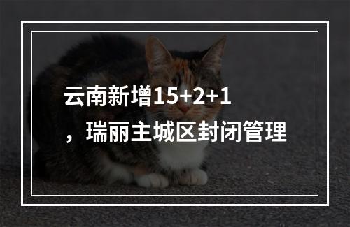 云南新增15+2+1，瑞丽主城区封闭管理