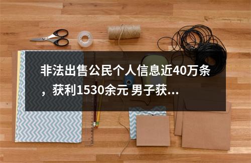 非法出售公民个人信息近40万条，获利1530余元 男子获刑4年9个月