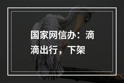 国家网信办：滴滴出行，下架