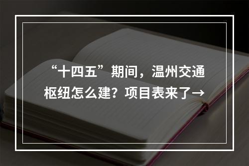 “十四五”期间，温州交通枢纽怎么建？项目表来了→