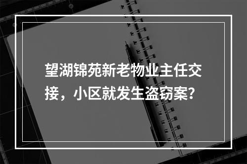 望湖锦苑新老物业主任交接，小区就发生盗窃案？