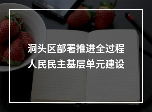 洞头区部署推进全过程人民民主基层单元建设
