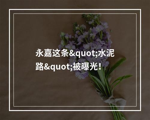 永嘉这条"水泥路"被曝光！