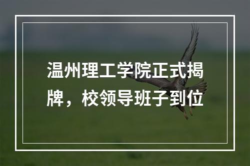 温州理工学院正式揭牌，校领导班子到位