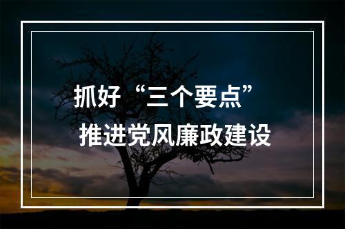 抓好“三个要点”  推进党风廉政建设