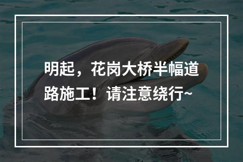 明起，花岗大桥半幅道路施工！请注意绕行~