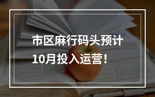 市区麻行码头预计10月投入运营！