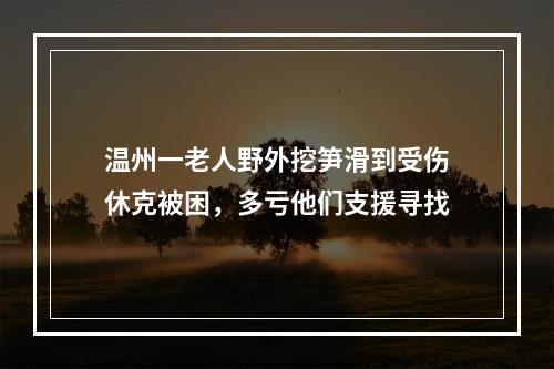 温州一老人野外挖笋滑到受伤休克被困，多亏他们支援寻找