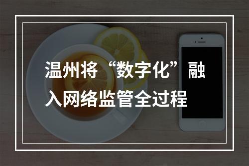 温州将“数字化”融入网络监管全过程