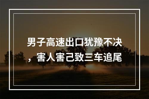 男子高速出口犹豫不决，害人害己致三车追尾