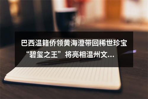 巴西温籍侨领黄海澄带回稀世珍宝 “碧玺之王”将亮相温州文博会
