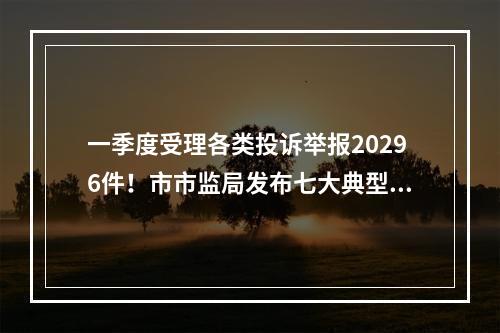 一季度受理各类投诉举报20296件！市市监局发布七大典型案例