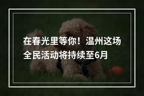 在春光里等你！温州这场全民活动将持续至6月