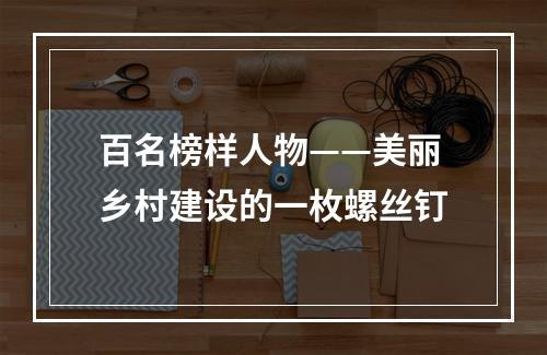 百名榜样人物——美丽乡村建设的一枚螺丝钉