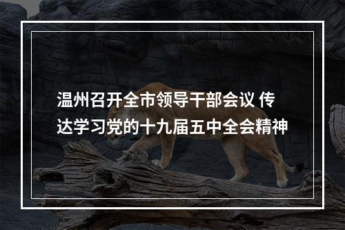 温州召开全市领导干部会议 传达学习党的十九届五中全会精神