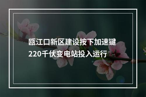 瓯江口新区建设按下加速键 220千伏变电站投入运行