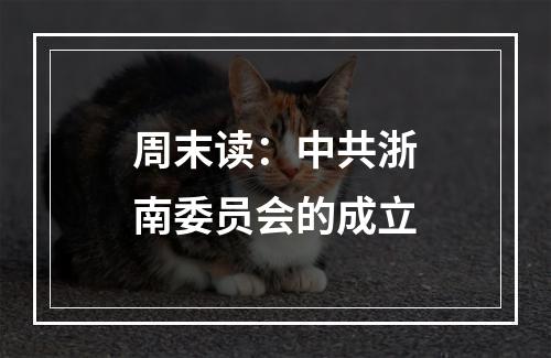 周末读：中共浙南委员会的成立