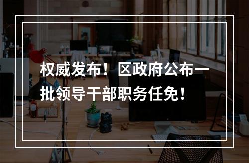 权威发布！区政府公布一批领导干部职务任免！