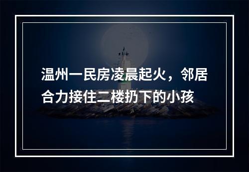 温州一民房凌晨起火，邻居合力接住二楼扔下的小孩