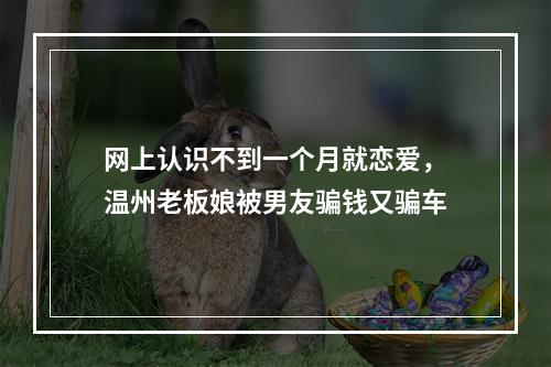 网上认识不到一个月就恋爱，温州老板娘被男友骗钱又骗车