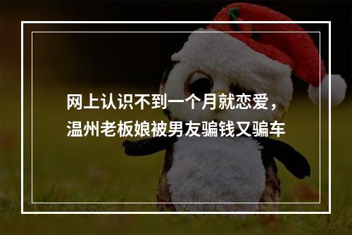 网上认识不到一个月就恋爱，温州老板娘被男友骗钱又骗车