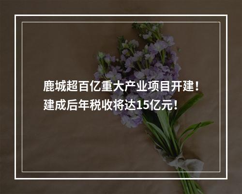 鹿城超百亿重大产业项目开建！建成后年税收将达15亿元！