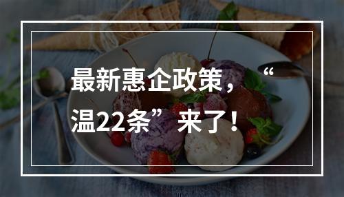 最新惠企政策，“温22条”来了！