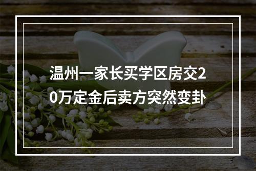 温州一家长买学区房交20万定金后卖方突然变卦