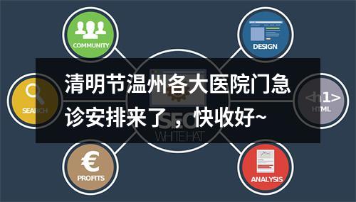 清明节温州各大医院门急诊安排来了 ，快收好~
