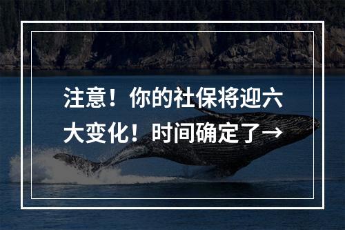 注意！你的社保将迎六大变化！时间确定了→
