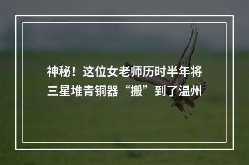 神秘！这位女老师历时半年将三星堆青铜器“搬”到了温州