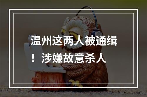 温州这两人被通缉！涉嫌故意杀人
